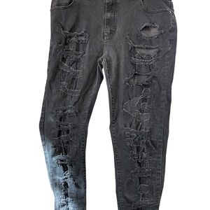 Foreign Local Black Denim Mens Distressed Jeans Size 40/33 Cotton Blend Casual